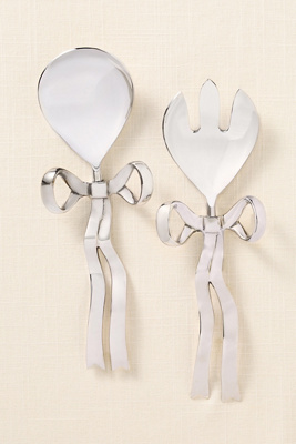 Anthropologie Benedita Stainless Steel Bow Cake Serve Set In Silver