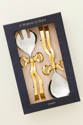 Benedita Stainless Steel Bow Serve Set - Color Gold