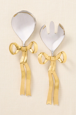 Anthropologie Benedita Stainless Steel Bow Cake Serve Set