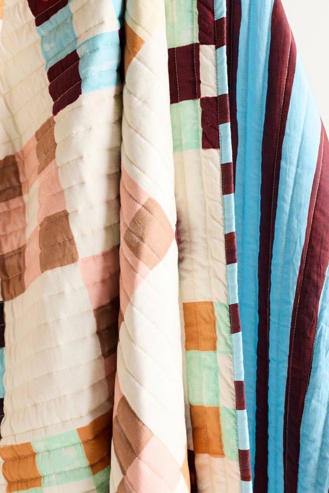 Damson Madder Cotton Printed Striped Throw Blanket #1