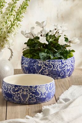 Italian Painted Floral Bowl Planter