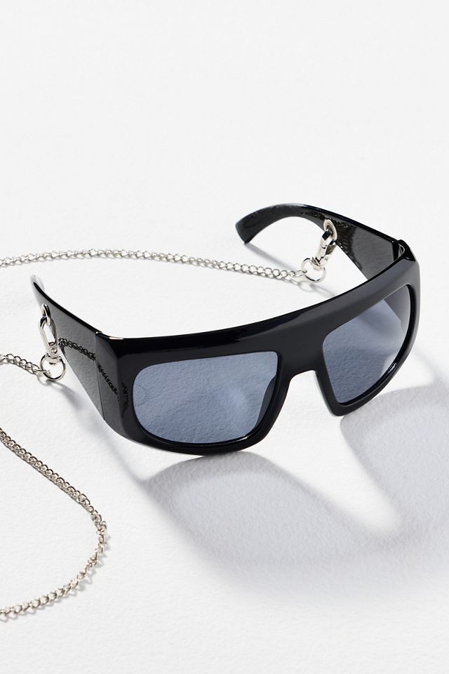 Anglo Flat-Top Wrapped Chain Sunglasses #2