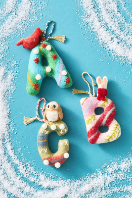 Anthropologie Forest Friends Monogram Wool Felt Ornament In Multi