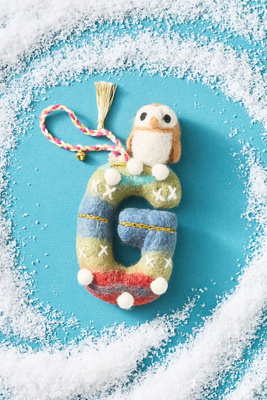 Anthropologie Forest Friends Monogram Wool Felt Ornament In Multi