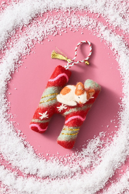 Anthropologie Forest Friends Monogram Wool Felt Ornament In Multi
