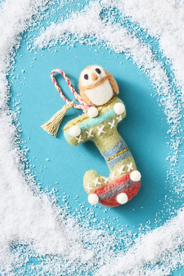 Anthropologie Forest Friends Monogram Wool Felt Ornament In Multi