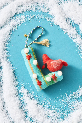 Anthropologie Forest Friends Monogram Wool Felt Ornament In Multi