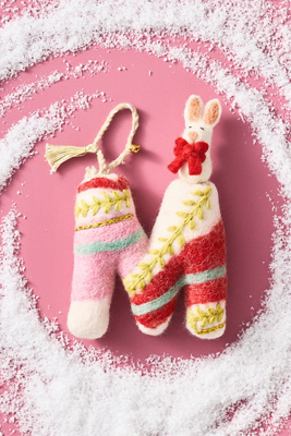 Anthropologie Forest Friends Monogram Wool Felt Ornament In Multi