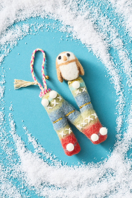 Anthropologie Forest Friends Monogram Wool Felt Ornament In Multi