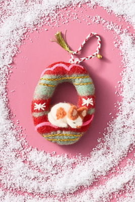 Anthropologie Forest Friends Monogram Wool Felt Ornament In Multi