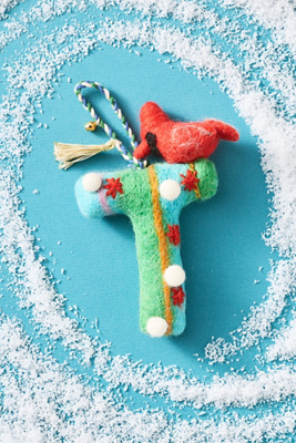Anthropologie Forest Friends Monogram Wool Felt Ornament In Multi