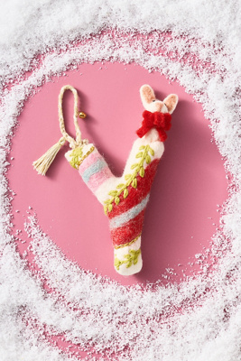 Anthropologie Forest Friends Monogram Wool Felt Ornament In Multi