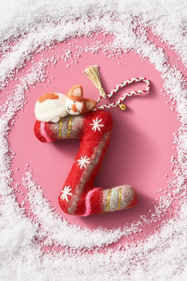 Anthropologie Forest Friends Monogram Wool Felt Ornament In Multi