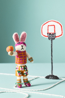 Anthropologie Sporty Bunny Felt Ornament In Multi