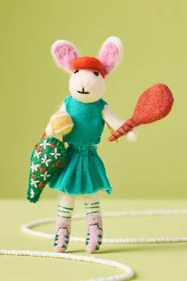 Anthropologie Sporty Bunny Felt Ornament In Multi