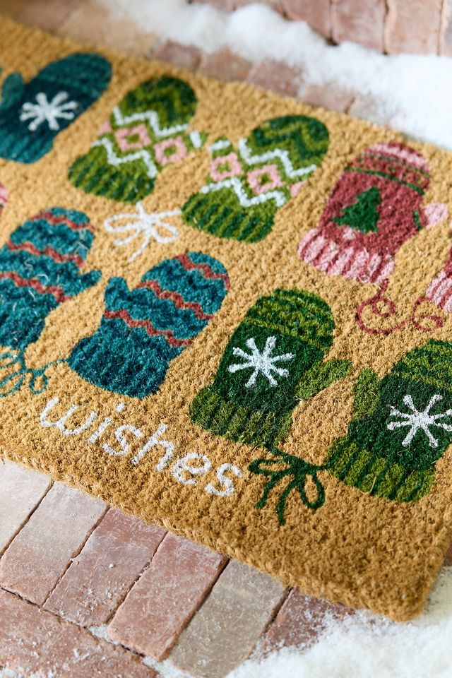Warm Wishes Mittens Printed Coir Doormat #1
