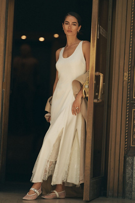 Endless Rose Mixed Lace Satin Maxi Dress | Anthropologie