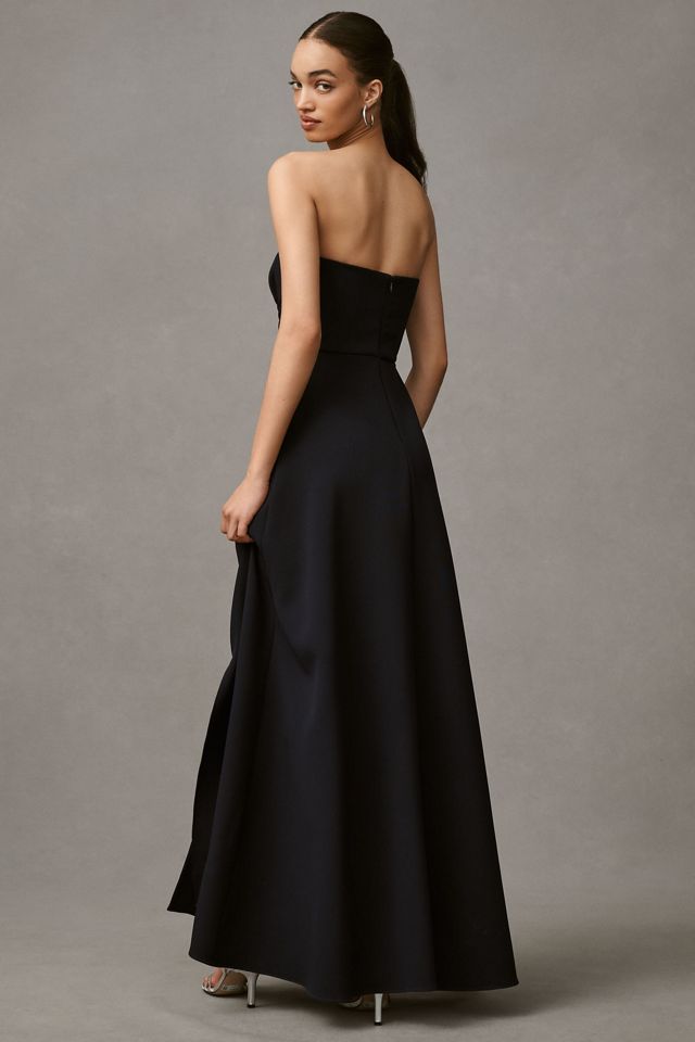 Shoshanna Dory Strapless Asymmetric Crepe A-Line Maxi Dress #1