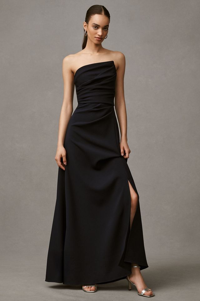 Shoshanna Dory Strapless Asymmetric Crepe A-Line Maxi Dress #3