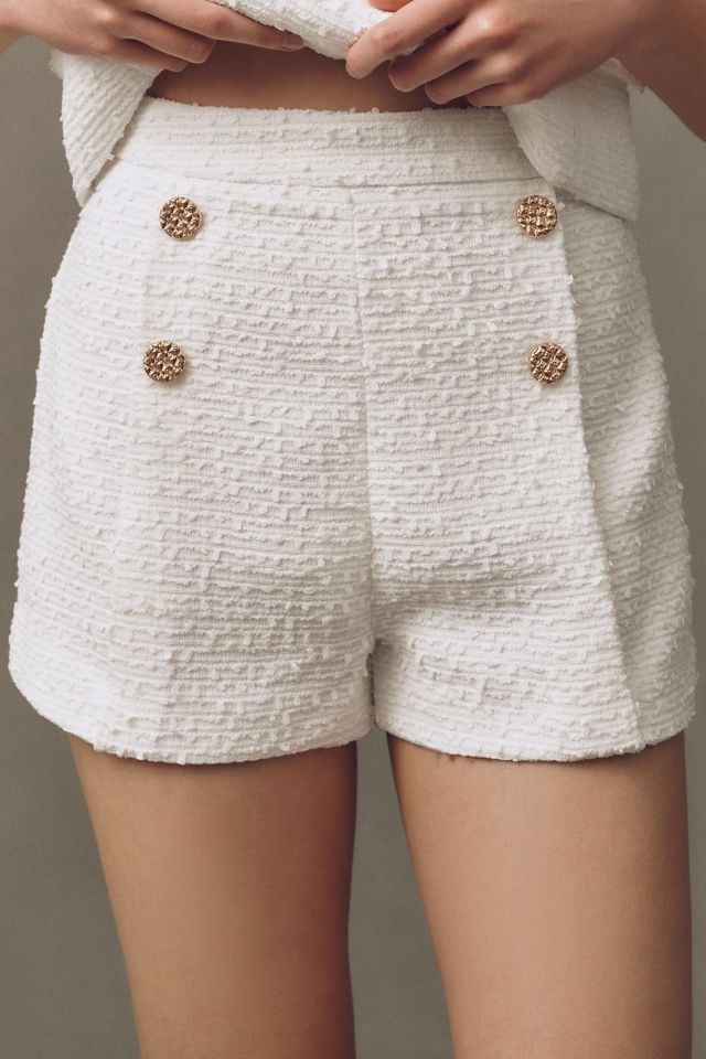 Endless Rose High-Rise Double-Button Tweed Shorts #1
