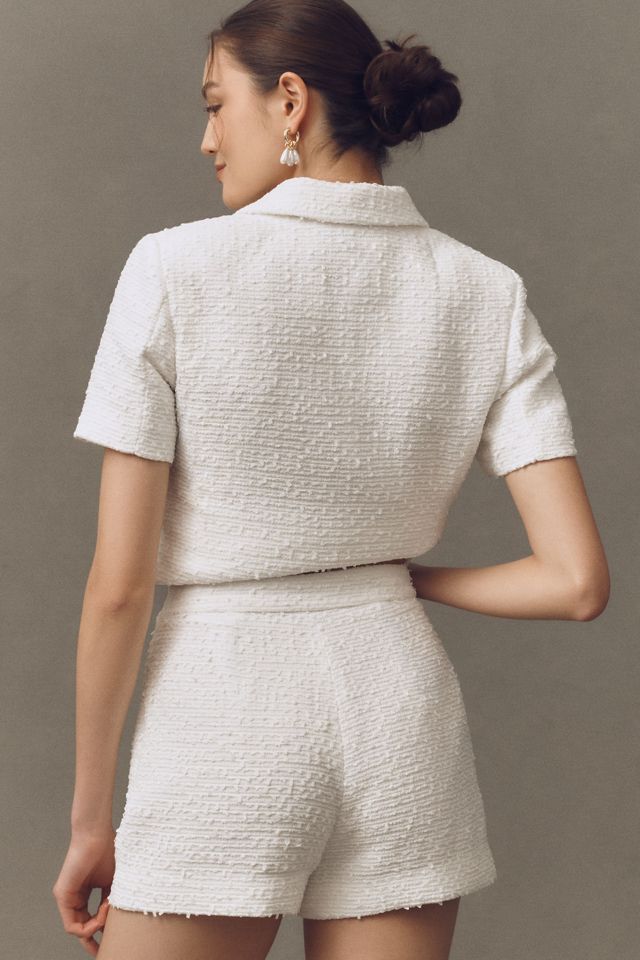 Endless Rose High-Rise Double-Button Tweed Shorts #2