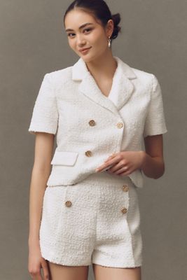 Endless Rose High-Rise Double-Button Tweed Shorts