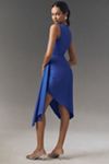 Shoshanna Colony Sleeveless Asymmetric Draped Taffeta Midi Dress