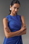 Shoshanna Colony Sleeveless Asymmetric Draped Taffeta Midi Dress