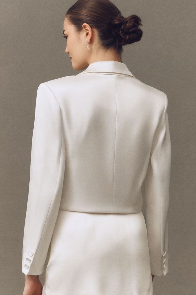 Endless Rose Double-Breasted Crop Satin Blazer #1