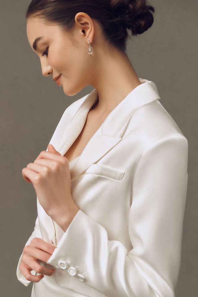 Endless Rose Double-Breasted Crop Satin Blazer #3