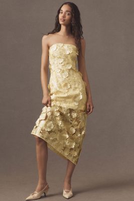 Endless Rose Strapless Floral Appliqué Dress