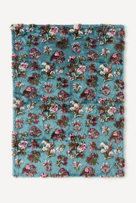 Seren Floral Jacquard Faux Fur Throw Blanket