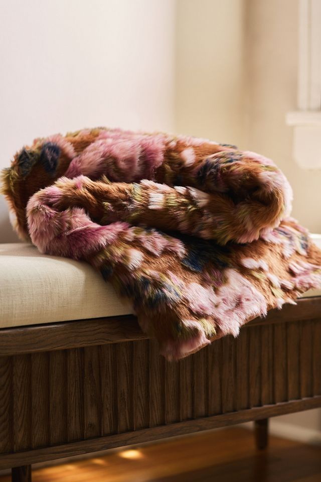 Seren Floral Jacquard Faux Fur Throw Blanket #3