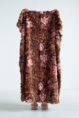 Seren Floral Jacquard Faux-Fur Throw Blanket | AnthroHome