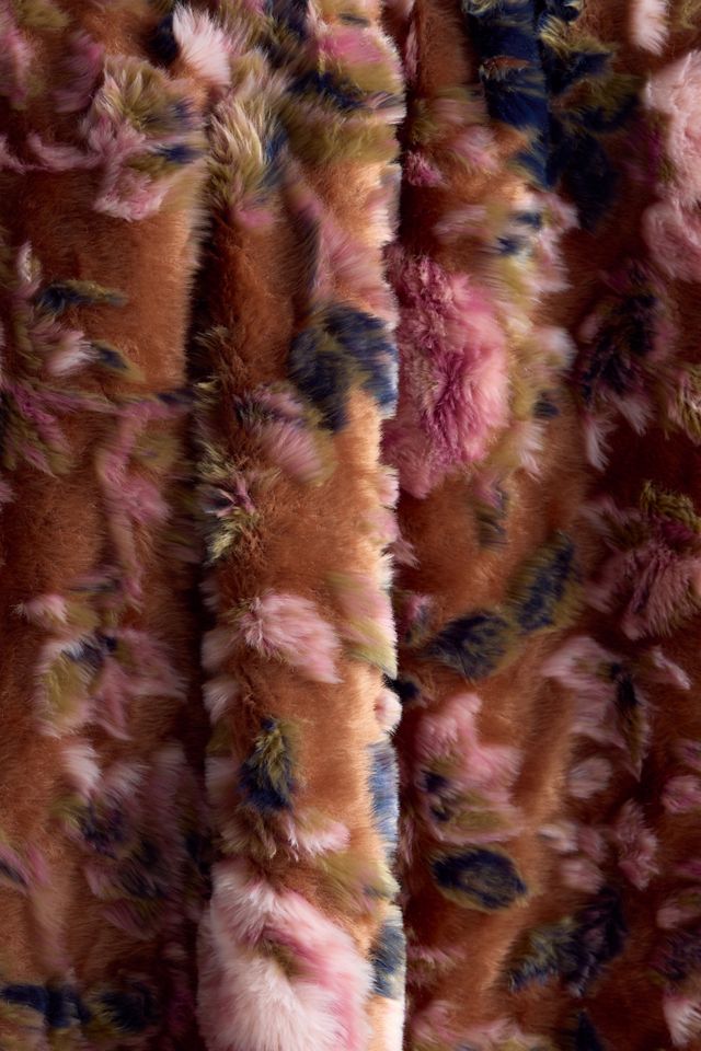 Seren Floral Jacquard Faux-Fur Throw Blanket