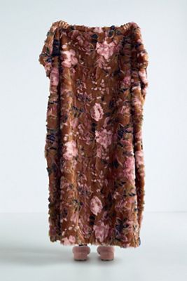Seren Floral Jacquard Faux-Fur Throw Blanket