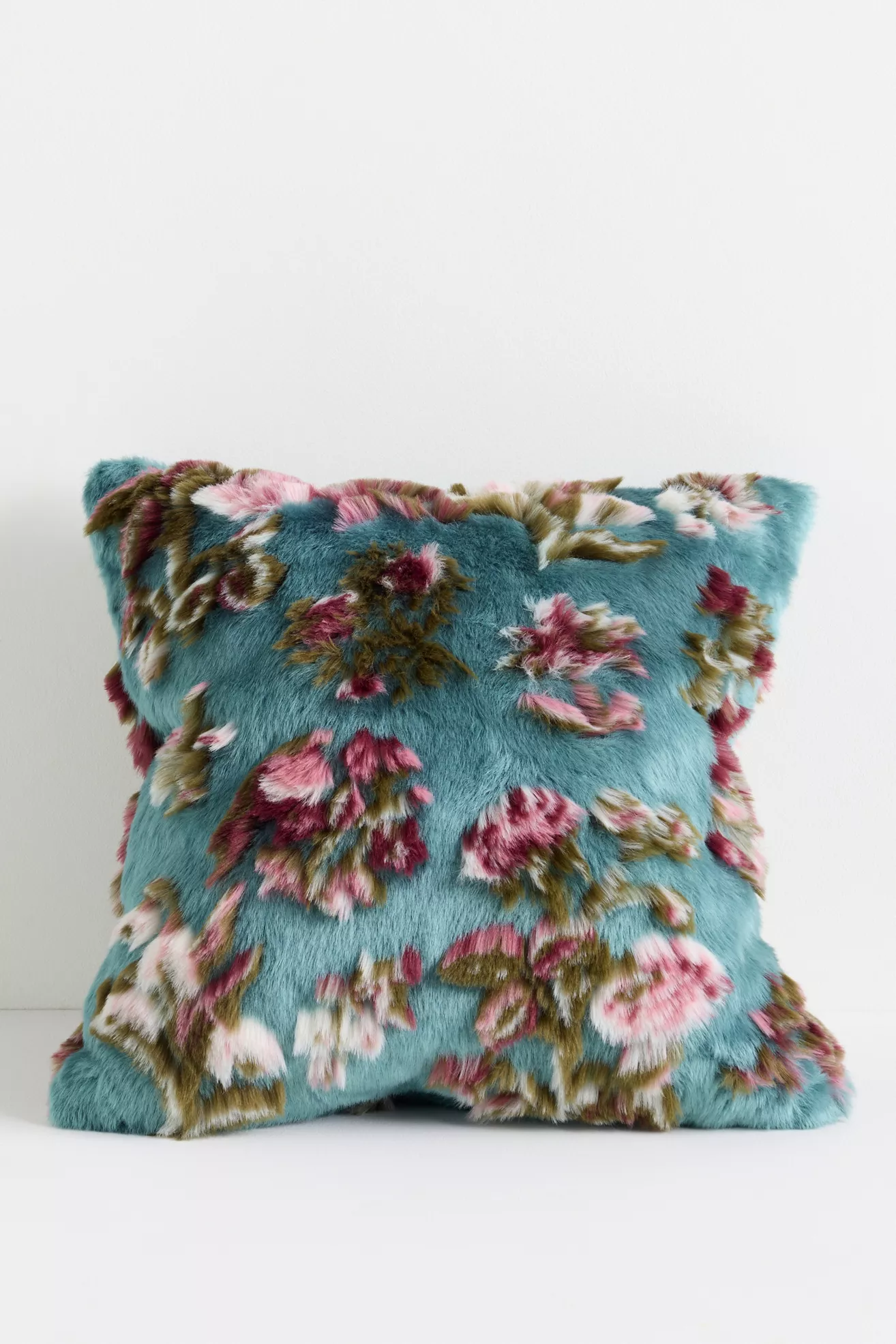 Floral Jacquard Faux Fur Pillow