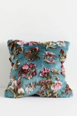 Floral Jacquard Faux-Fur Pillow