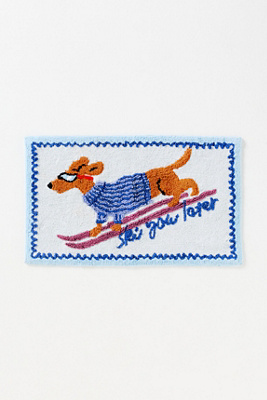 Anthropologie Ski You Later Tufted Bath Mat In Blue