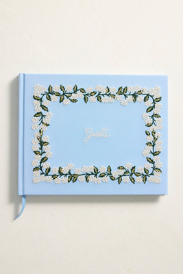 Embroidered Hydrangea Guest Book | Anthropologie