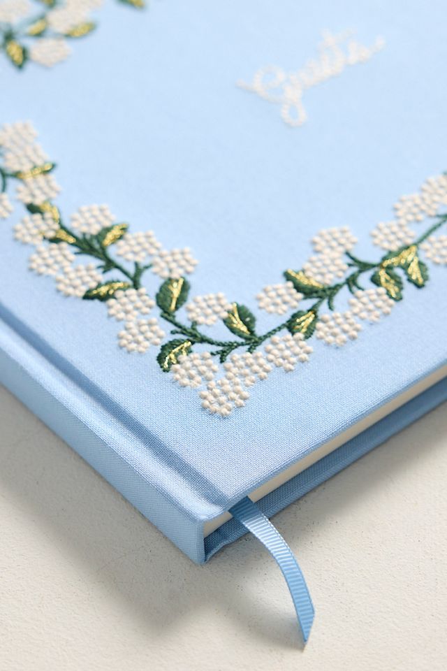 Embroidered Hydrangea Guest Book