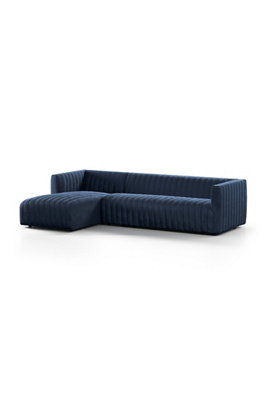Alexander 105" Velvet Channeled 2-Piece L-Shaped Sectional - Thumbnail 2