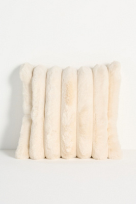Anthropologie Tipped Puffer Faux-fur Pillow In Neutral