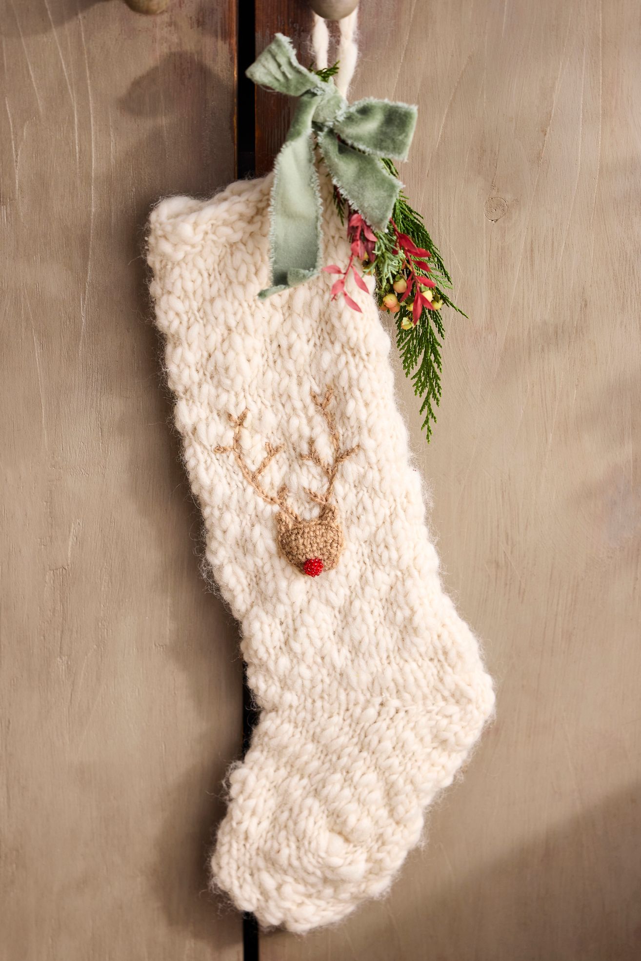 Knitted Holiday Icon Stocking - Brown, Standard, One Size