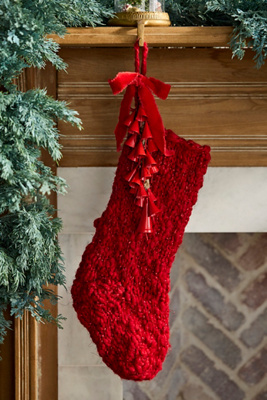 Terrain Knitted Metallic Stocking In Red