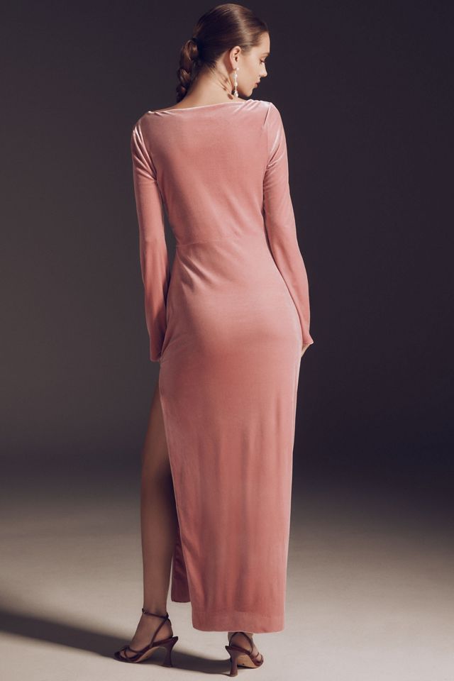 BHLDN Eloise Boat Neck Stretch Velvet Maxi Dress #1