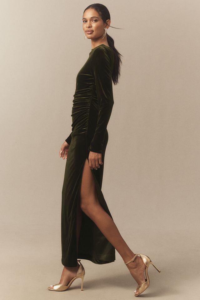 BHLDN Eloise Boat Neck Stretch Velvet Maxi Dress #3