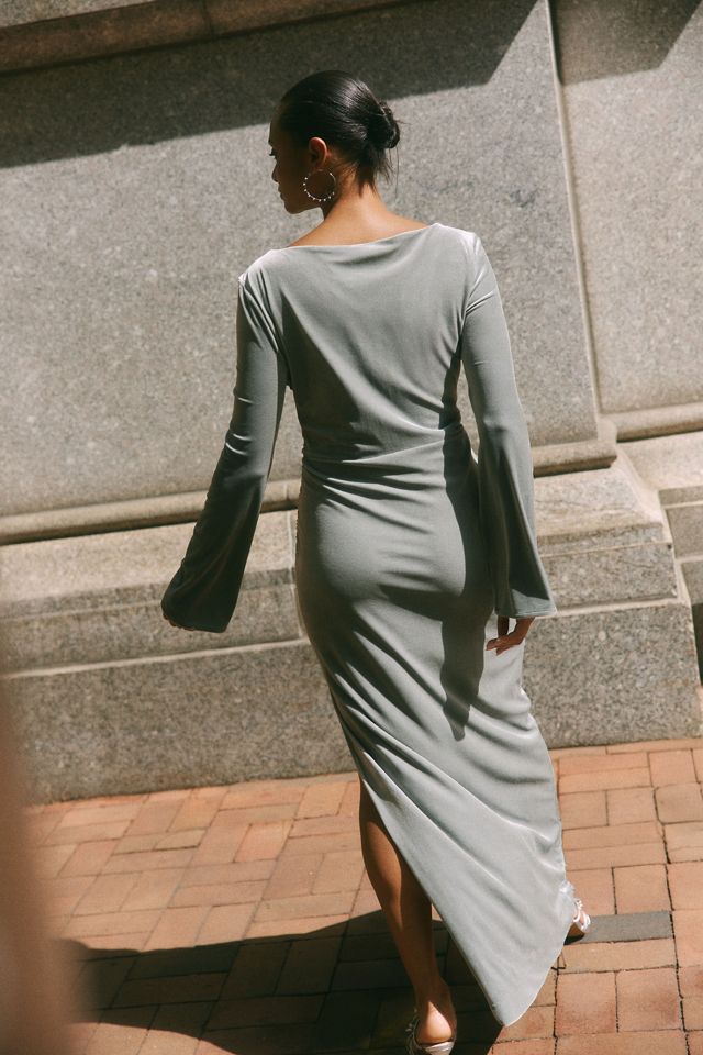 bhldn velvet green dress Eadie Satin Cowl Back Dress main image 1