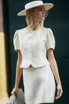 Reformation Mika Button-front Top & Mini Skirt Set In White