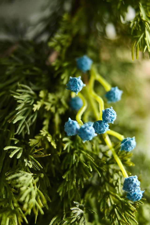 Faux Blue Berries Evergreen Garland, 108” #1